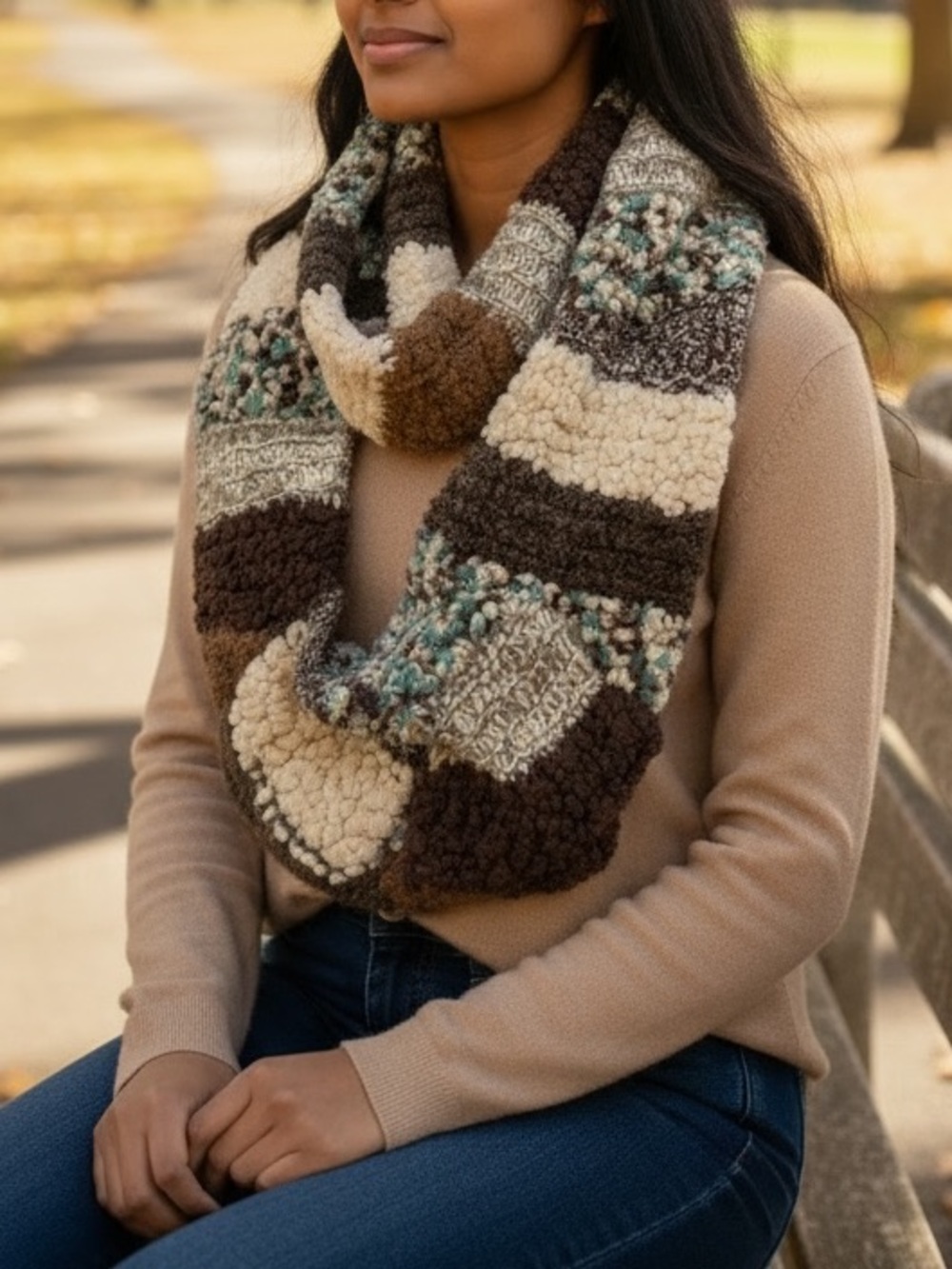 Textured Fashion Woven Winter Scarf Multicolor